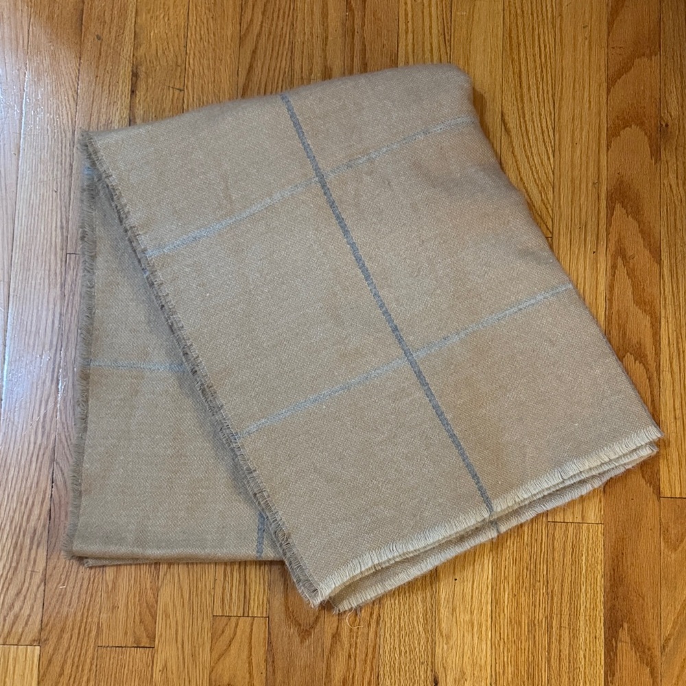 Tan and Gray Plaid Scarf